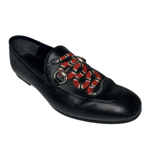 Gucci Brixton Snake-Appliqué Loafers Horsebit Slip On Shoes Mens Size 6/US 6.5 - Picture 1 of 13